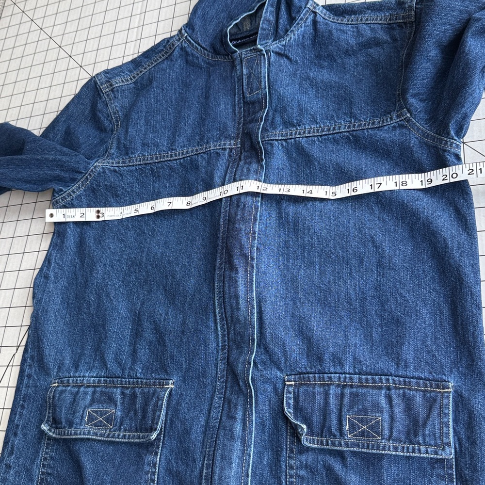 Vintage BLASSPORT Denim Hooded Jacket | 1990s Zip-Front Utility Jean Jacket - Picture 6 of 11
